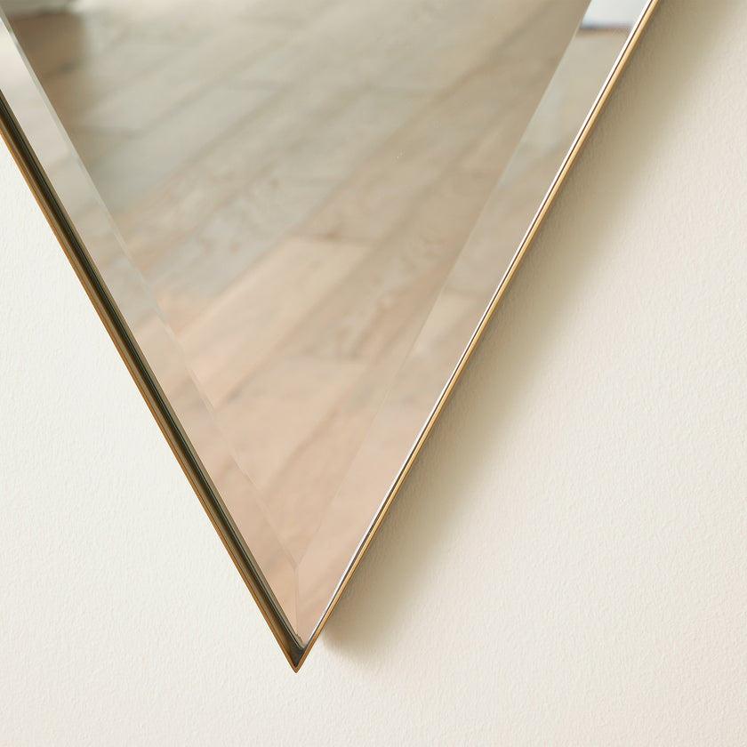 Global Views Elongated Diamond Mirror Brass