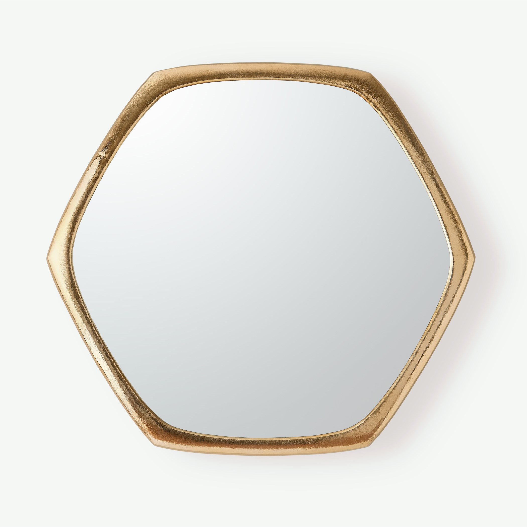 Global Views Hexagon Mirror-Gold