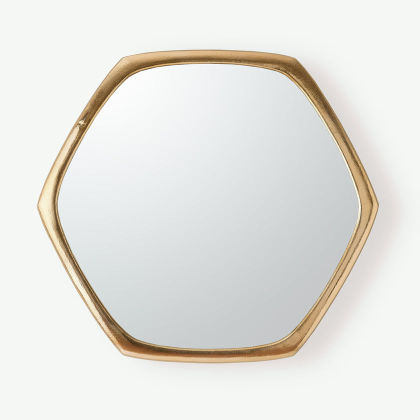 Global Views Hexagon Mirror-Gold
