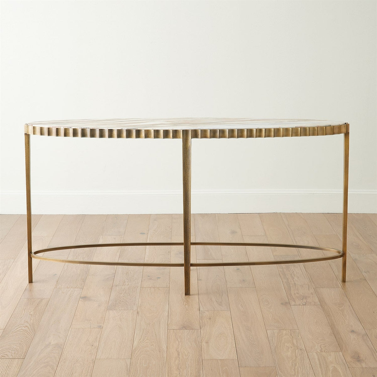 Global Views Vintage Brass Calacatta Gold Marble Liberty Console