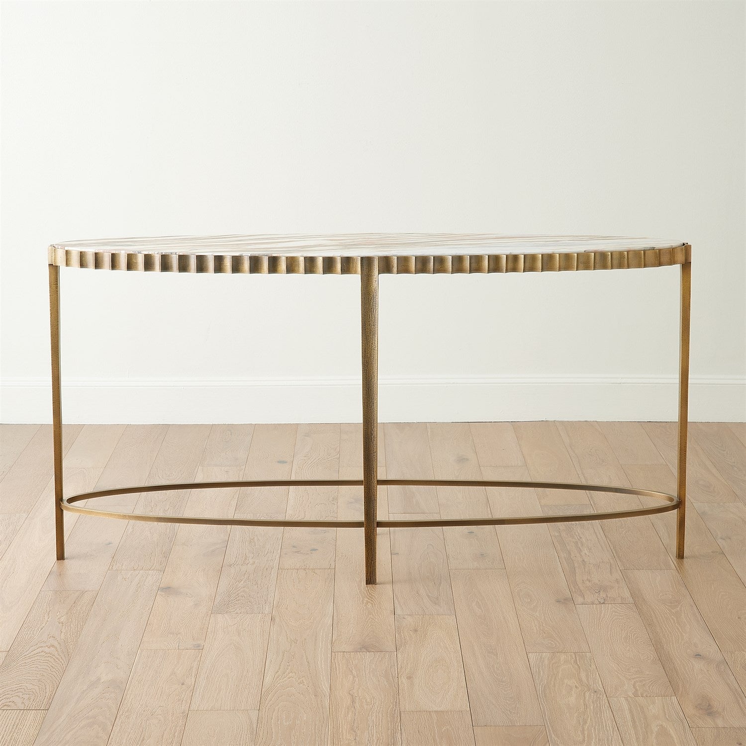Global Views Vintage Brass Calacatta Gold Marble Liberty Console