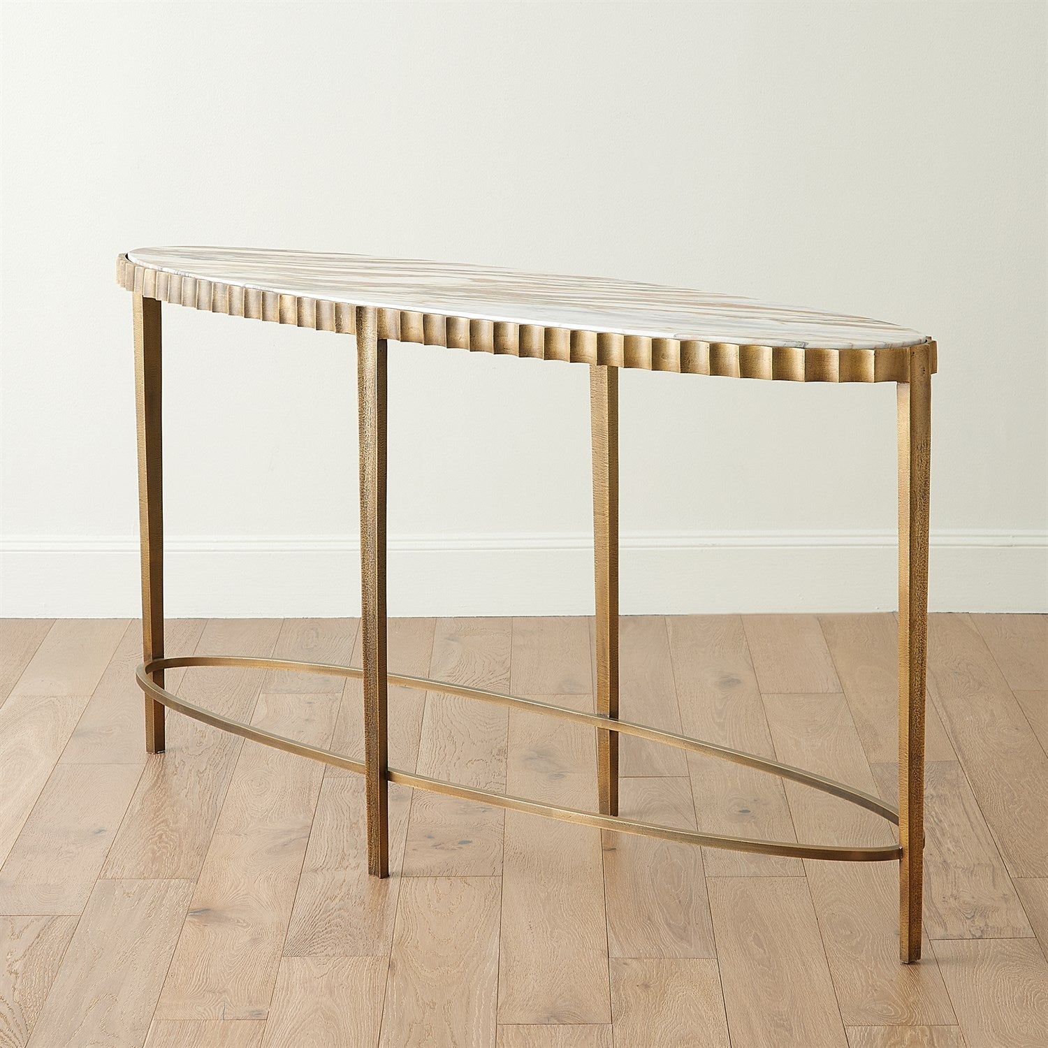 Global Views Vintage Brass Calacatta Gold Marble Liberty Console