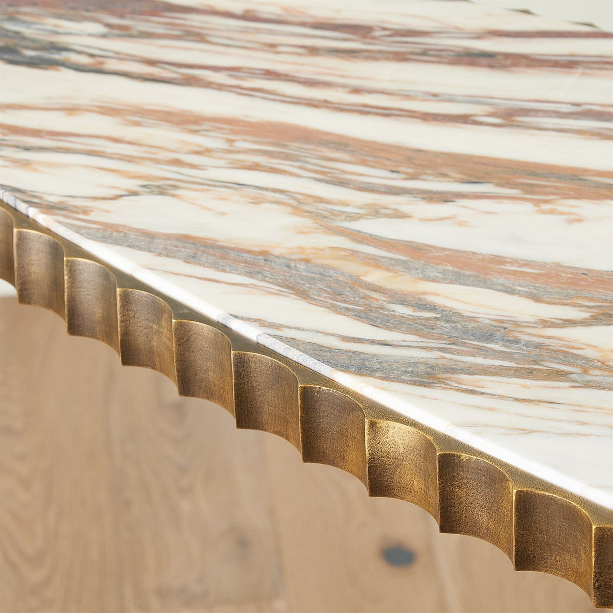 Global Views Vintage Brass Calacatta Gold Marble Liberty Console