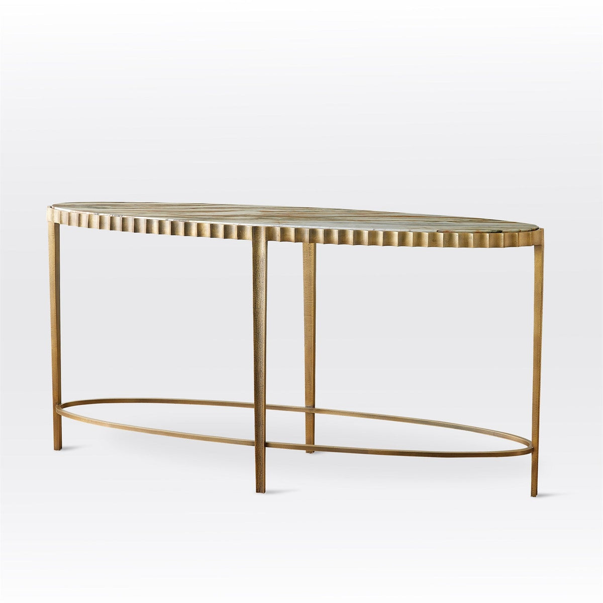 Global Views Vintage Brass Calacatta Gold Marble Liberty Console