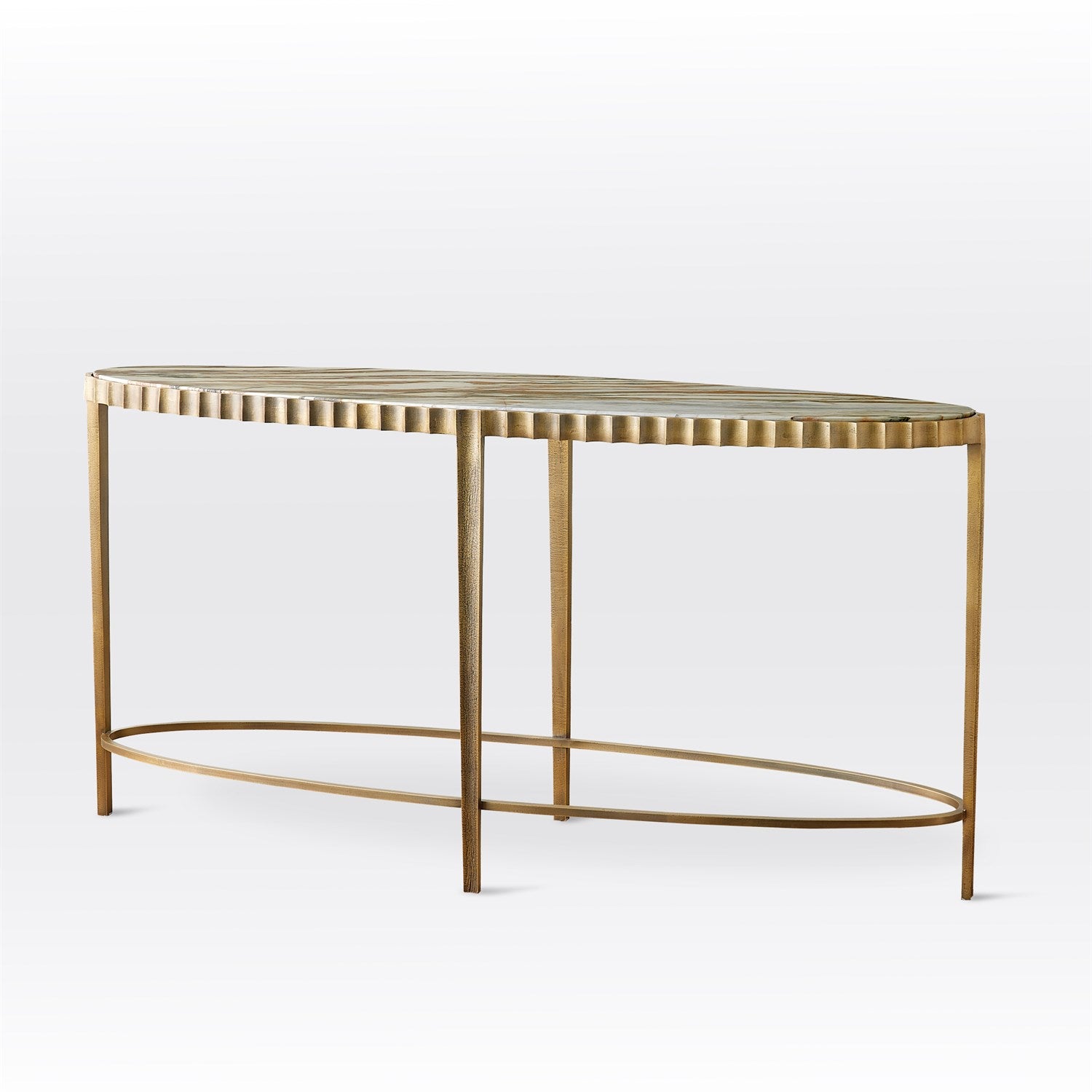 Global Views Vintage Brass Calacatta Gold Marble Liberty Console