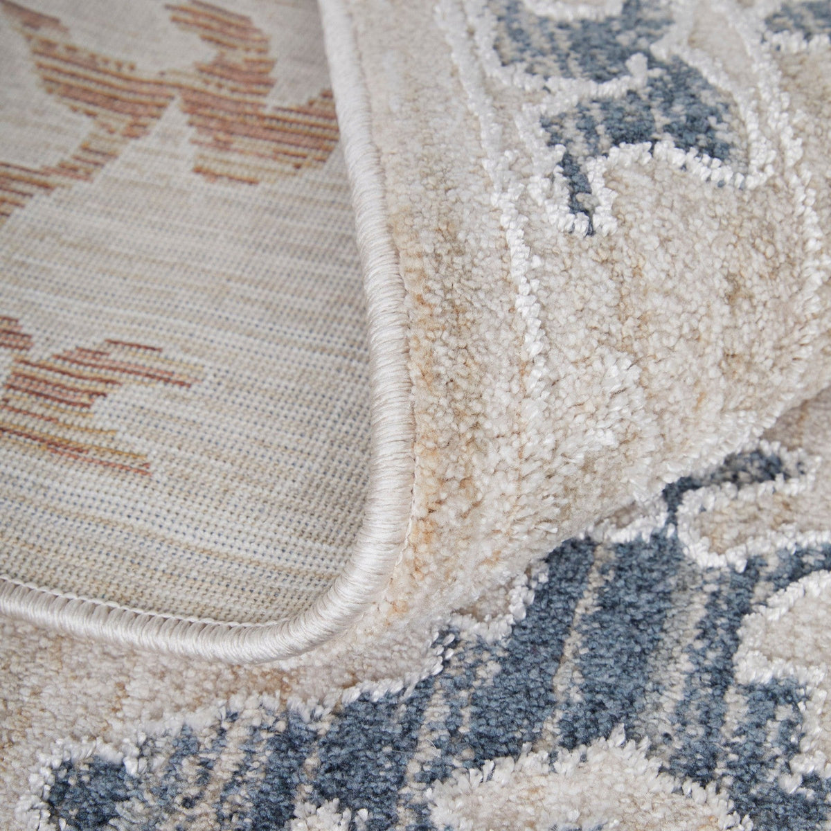 Feizy Pasha 39M8F Transitional Floral & Botanical in Ivory/Blue/Gold