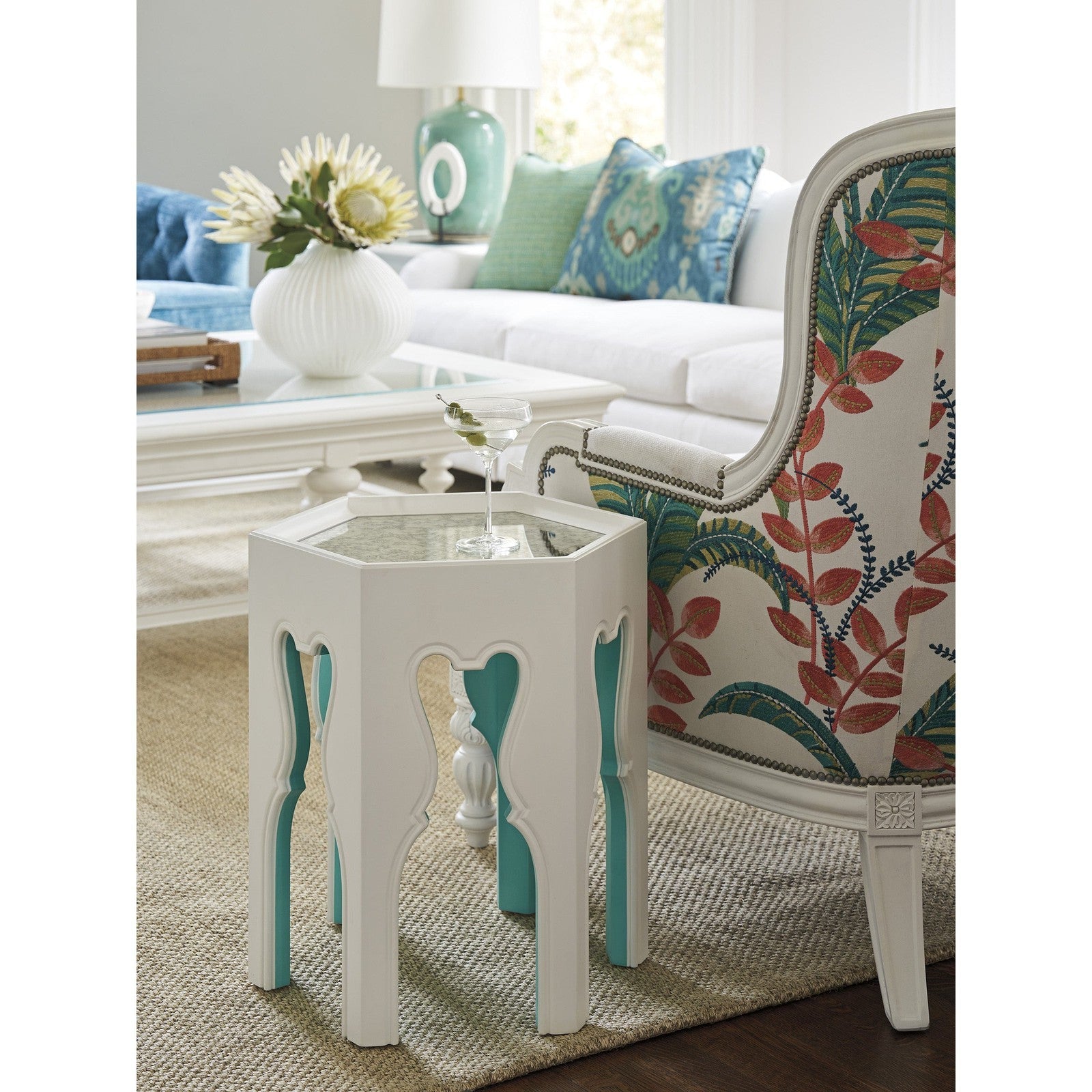 Barclay Butera Villa Blanca Bilbao Hexagonal End Table
