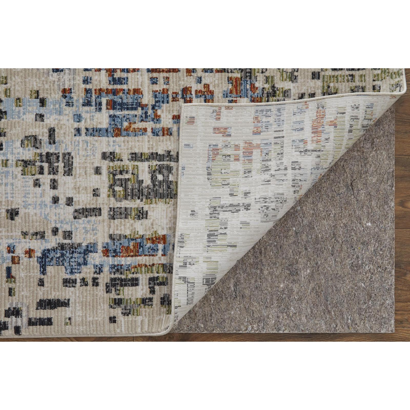 Feizy Sonora 39NVF Modern Abstract Rug in Ivory/Green/Blue