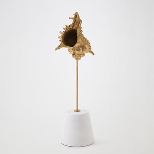 Global Views Gold Leaf Shells on Marble Miter