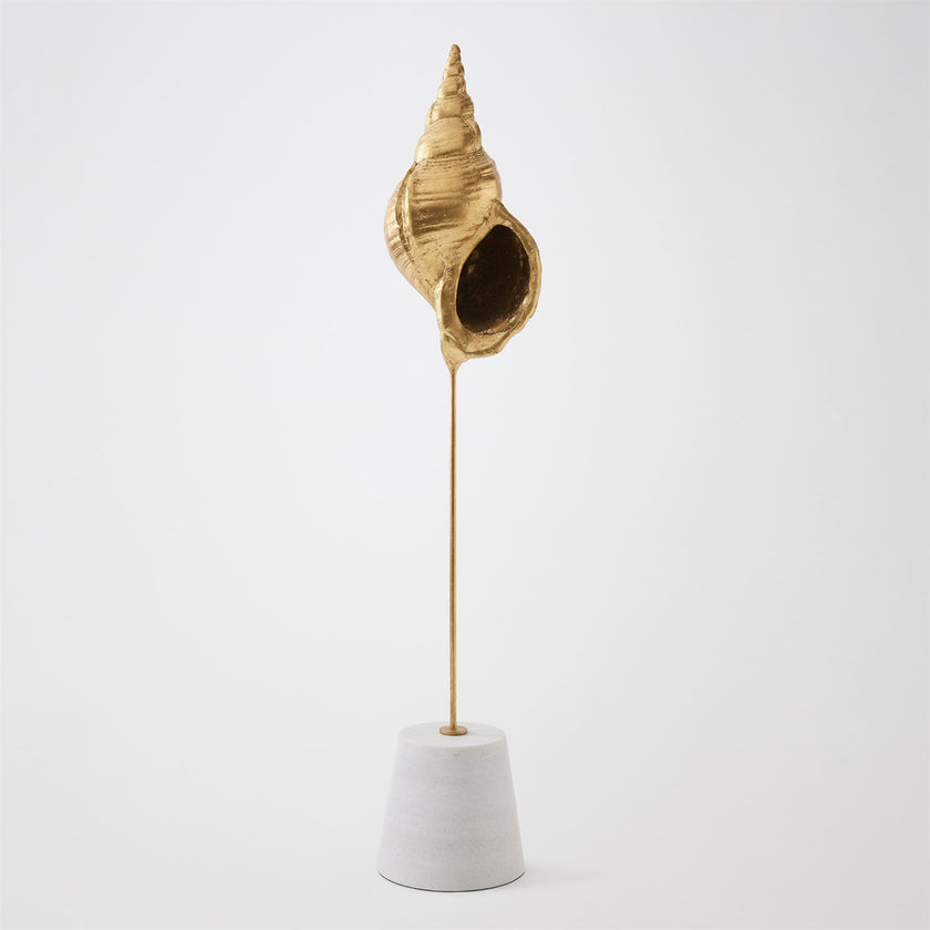 Global Views Gold Leaf Shells on Marble Miter