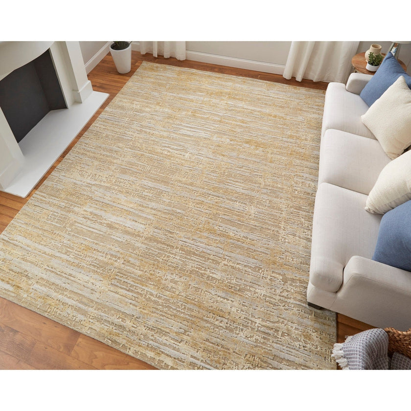Feizy Eastfield 69FQF Modern Abstract in Yellow/Ivory/Gold