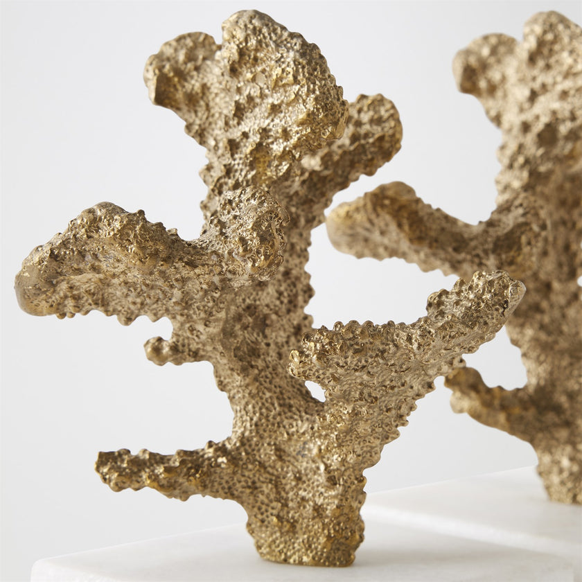 Global Views Brass Coral Sculptures Pair