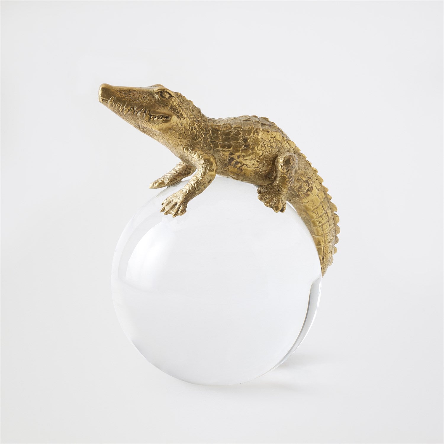 Global Views Brass Alligator on Orb