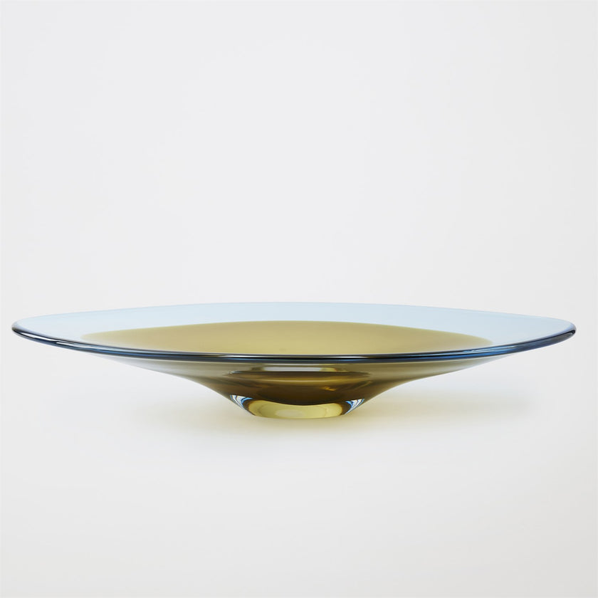 Global Views Topaz Blue Oval Disc Bowl