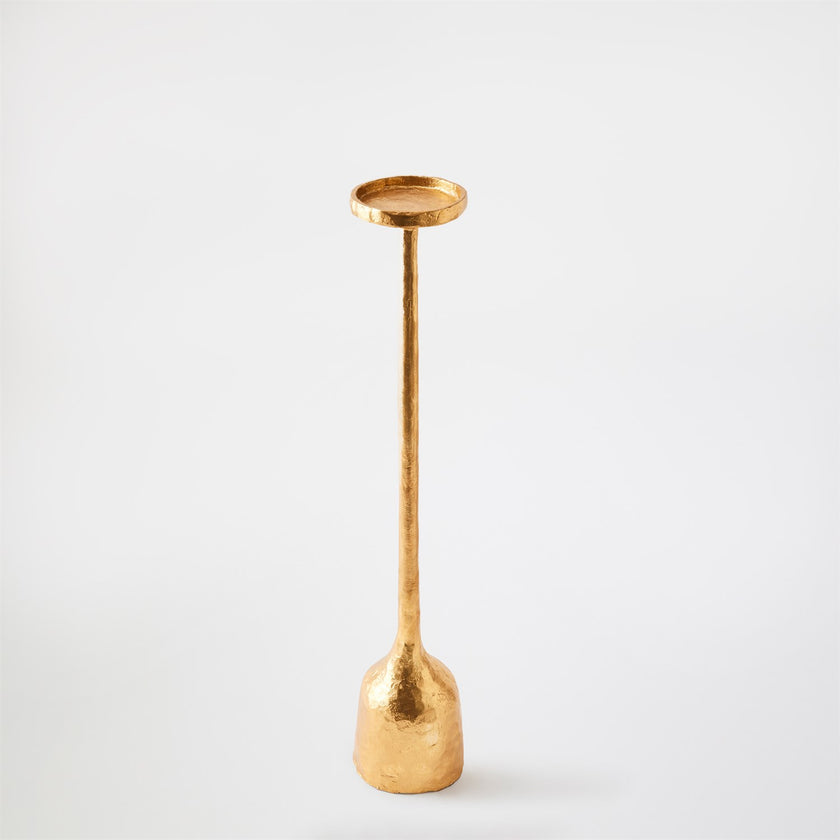 Global Views Gold Leaf Forged Pillar Candle Holder