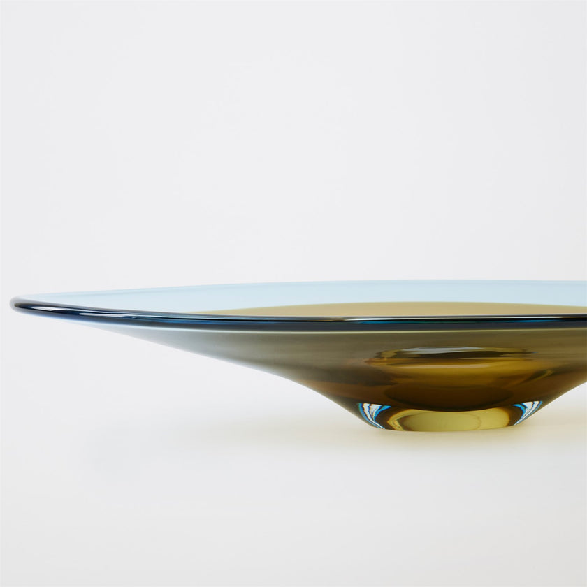 Global Views Topaz Blue Oval Disc Bowl