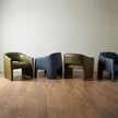 Global Views Navy Leather Bradford Chair
