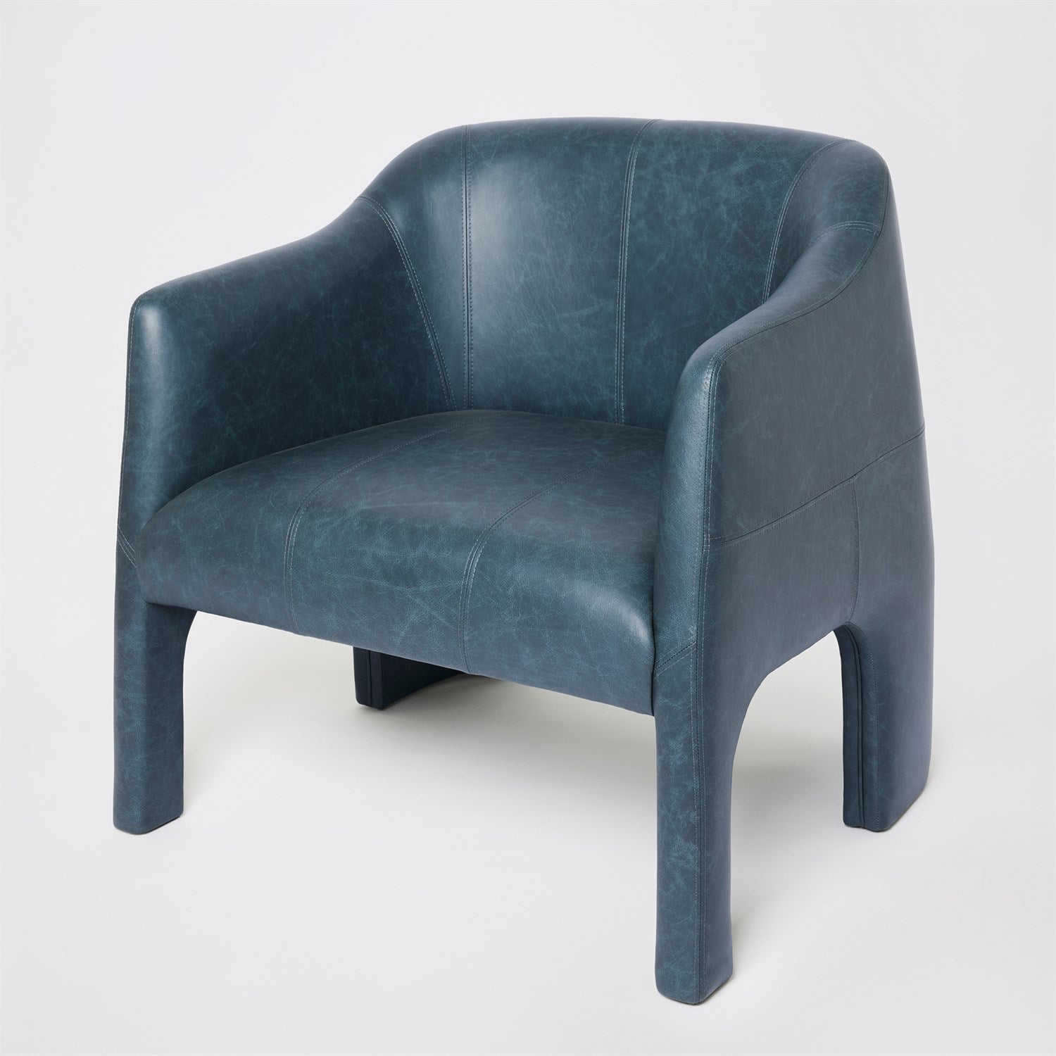 Global Views Navy Leather Bradford Chair