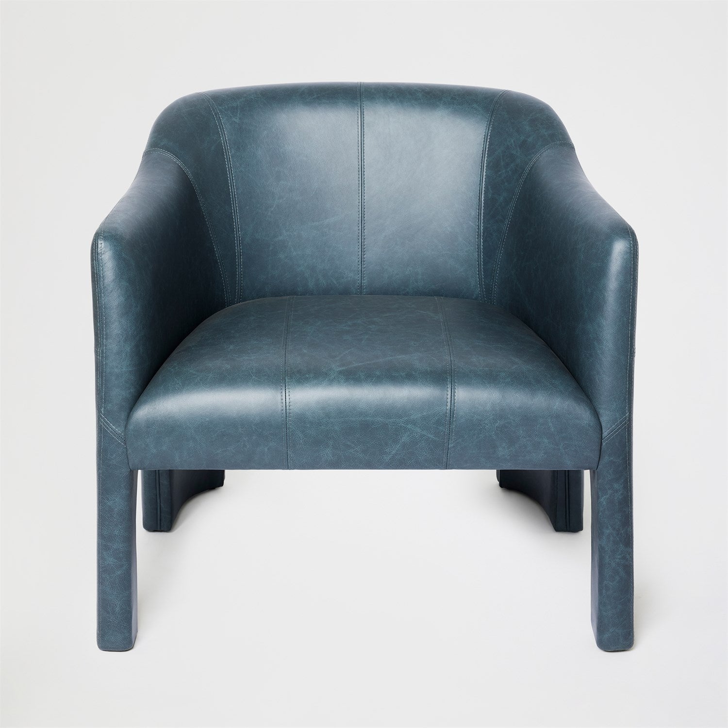 Global Views Navy Leather Bradford Chair
