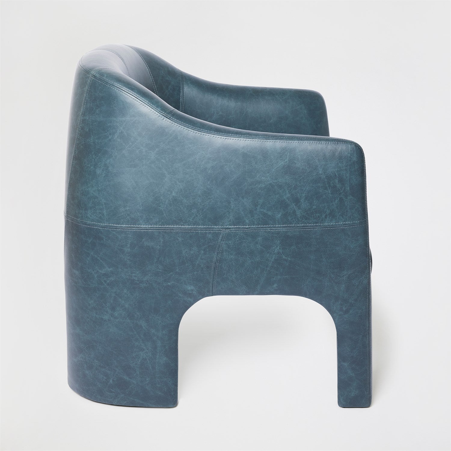Global Views Navy Leather Bradford Chair