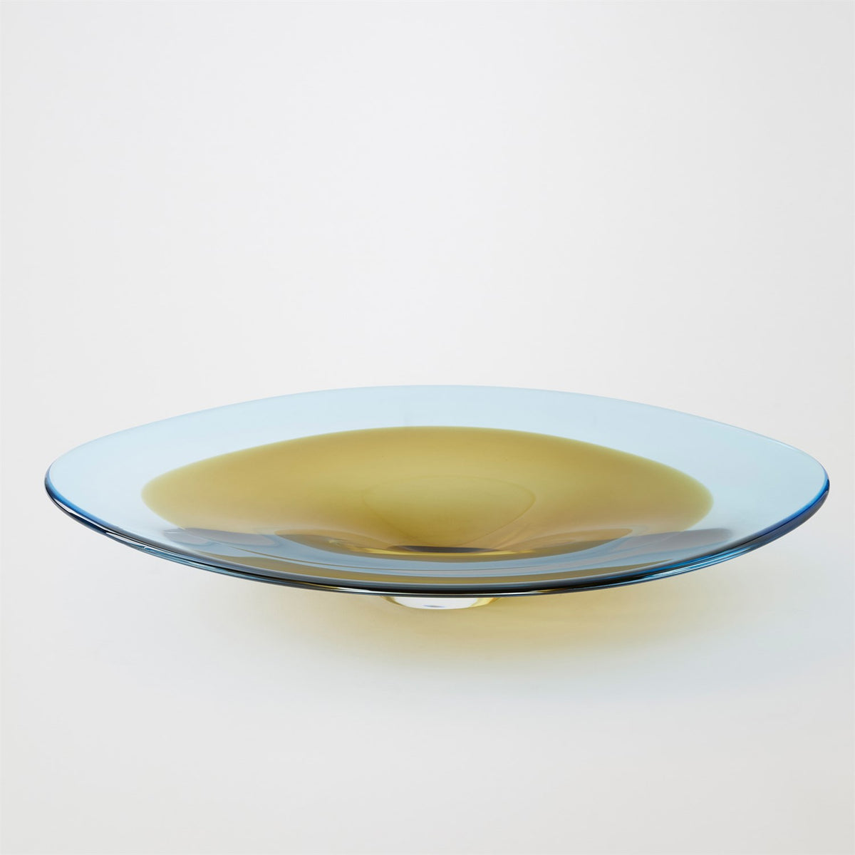 Global Views Topaz Blue Oval Disc Bowl
