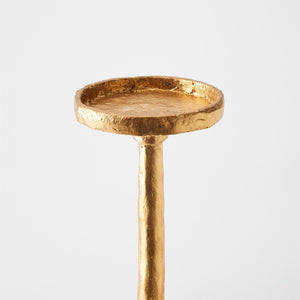 Global Views Gold Leaf Forged Pillar Candle Holder