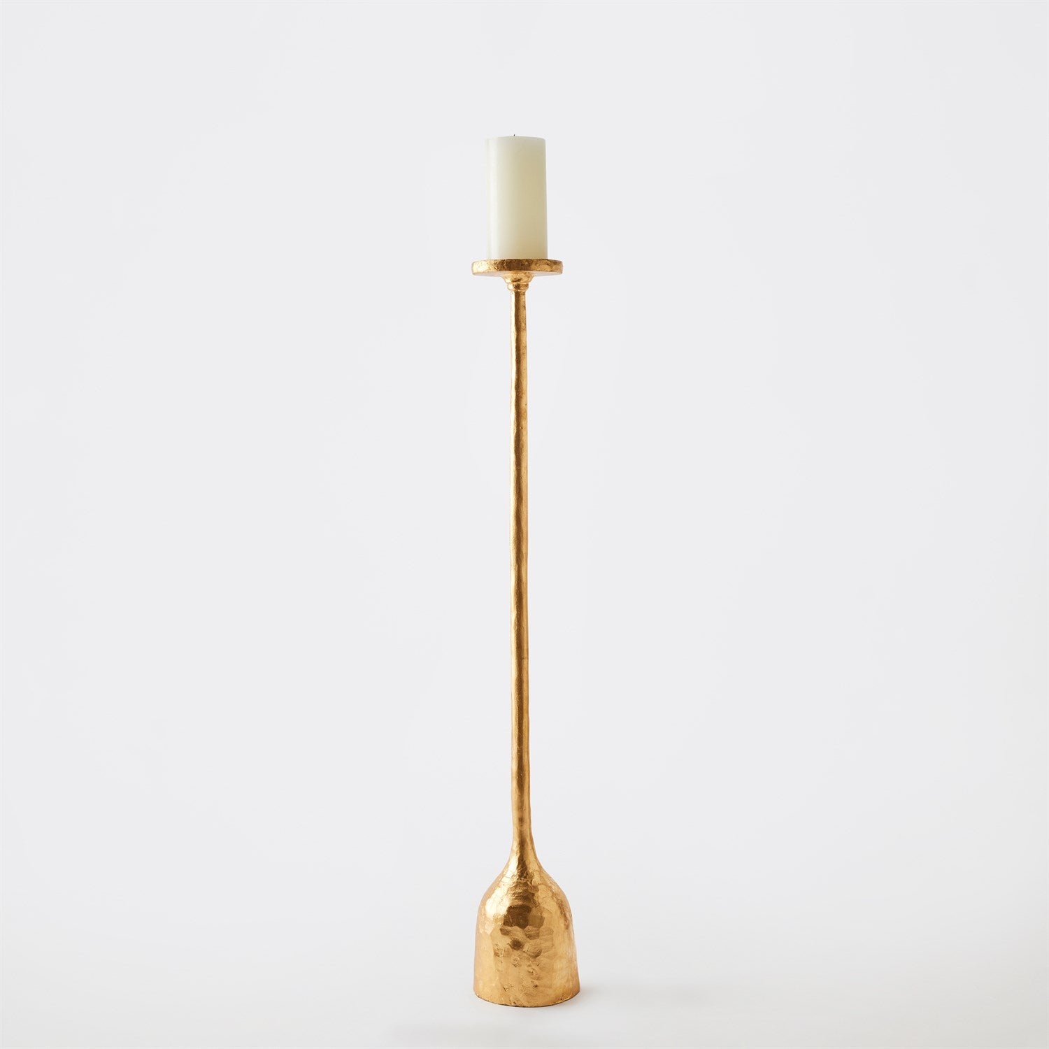 Global Views Gold Leaf Forged Pillar Candle Holder