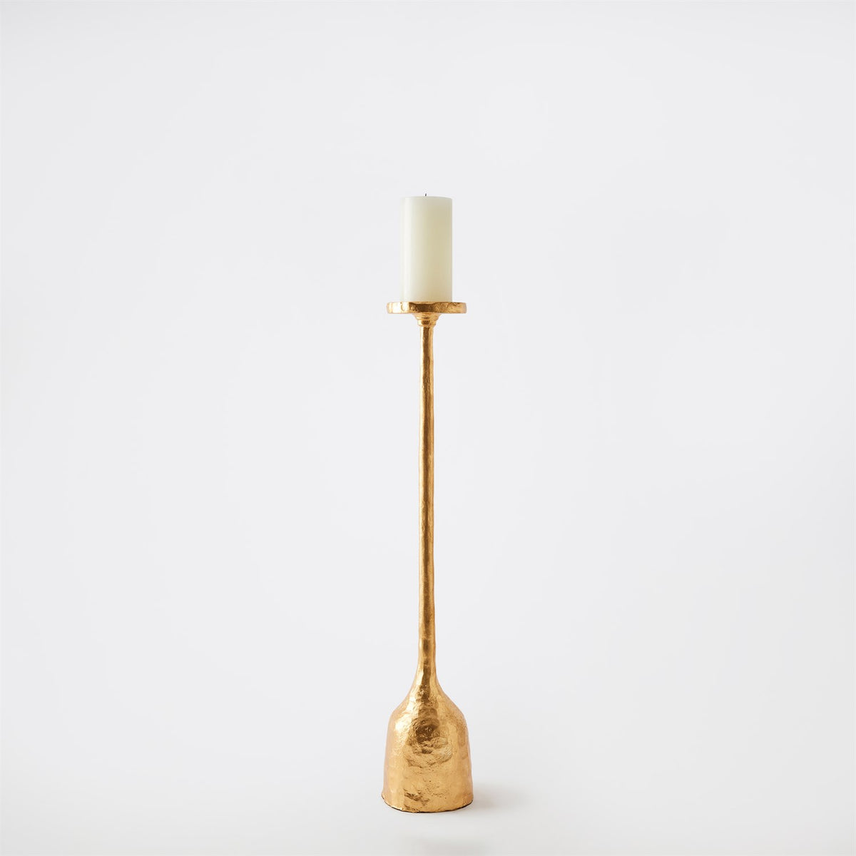 Global Views Gold Leaf Forged Pillar Candle Holder