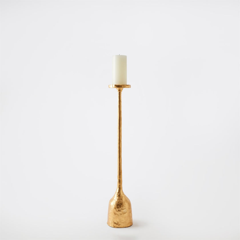 Global Views Gold Leaf Forged Pillar Candle Holder