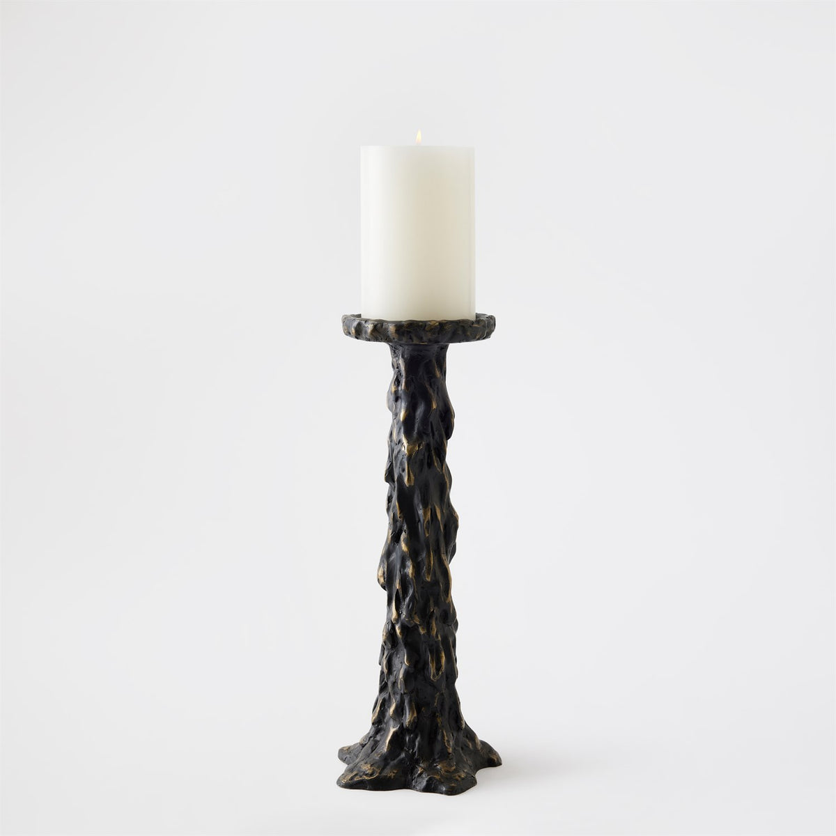 Global Views Black Melting Pillar Candle Holder