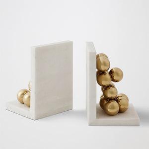 Global Views Sphere Bookends-Brass