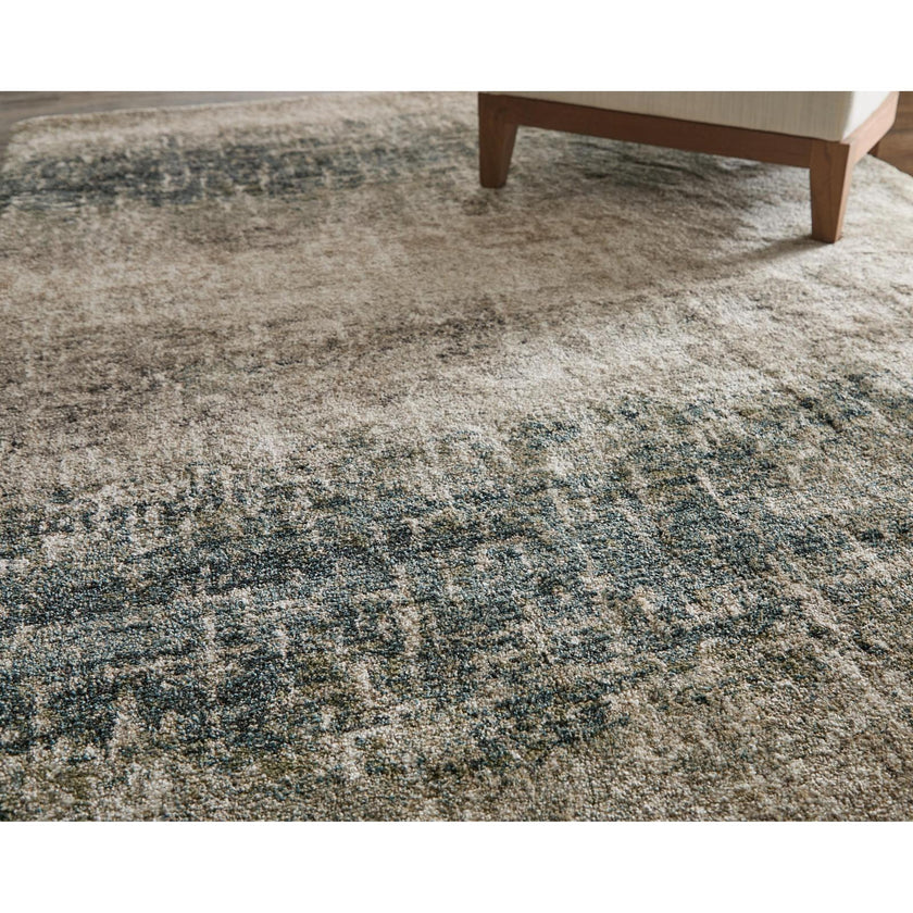 Feizy Richmond 39R5F Modern Abstract Rug in Ivory/Blue/Green