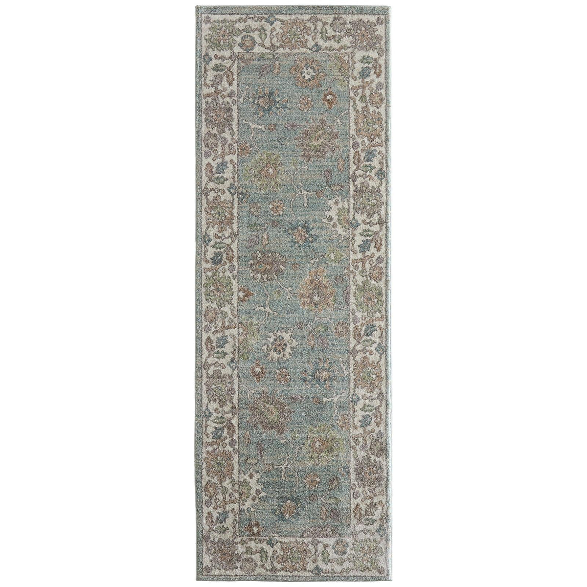 Feizy Dartmouth 39QNF Transitional Floral & Botanical Rug in Blue/Ivory/Brown