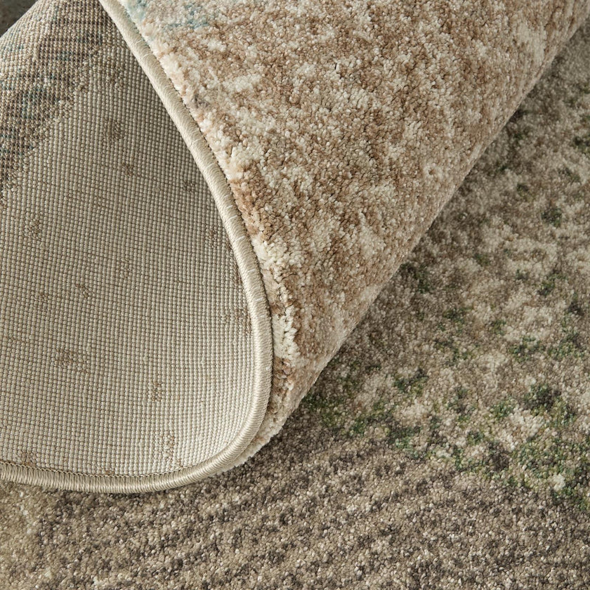 Feizy Eden 39QVF Modern Color Block Rug in Ivory/Blue/Green