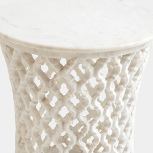 Global Views Curvil Marble Arabesque Side Table