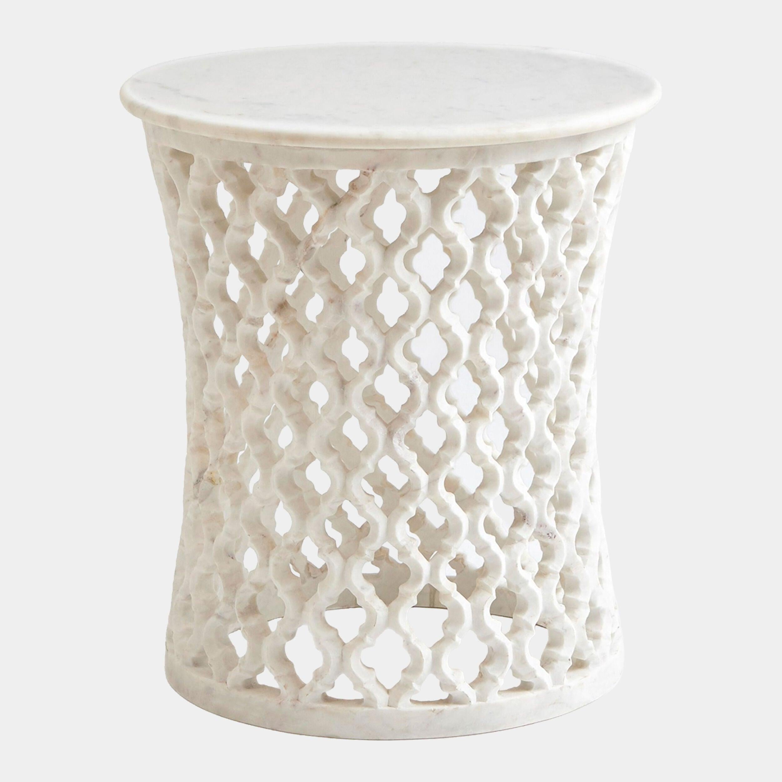 Global Views Curvil Marble Arabesque Side Table