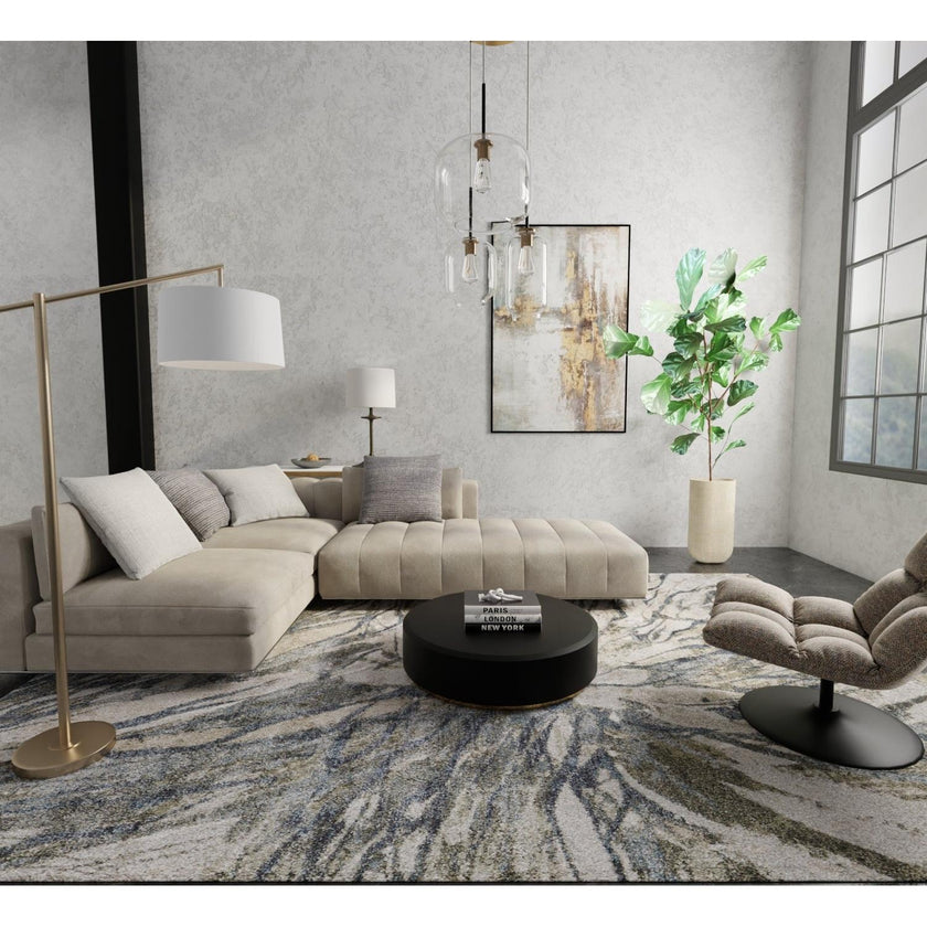 Feizy Skyview 39Q8F Modern Abstract Rug in Gray/Green/Ivory