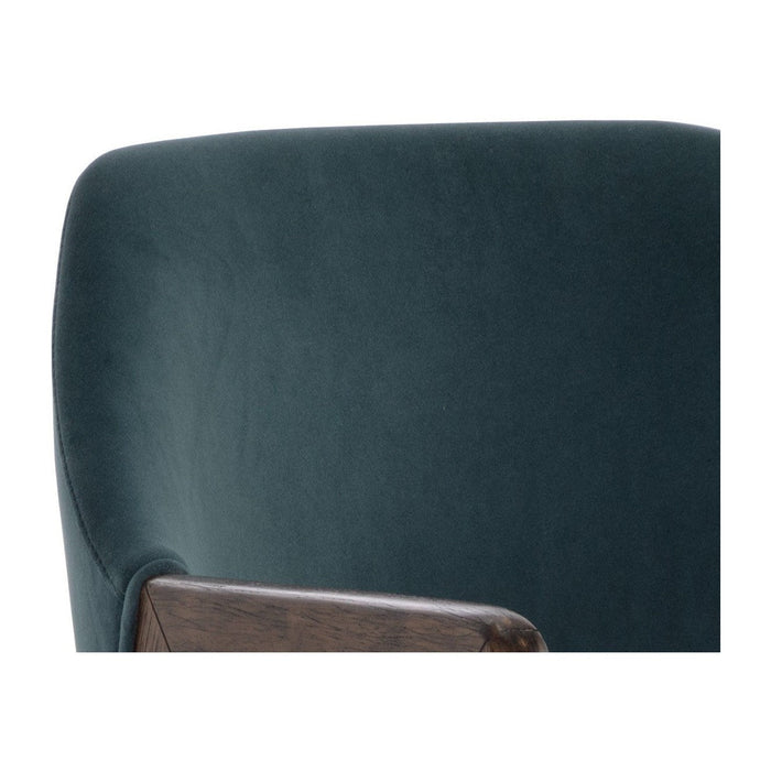 Sunpan Milton Dining Armchair - Smoke Acacia - Meg Dusty Teal