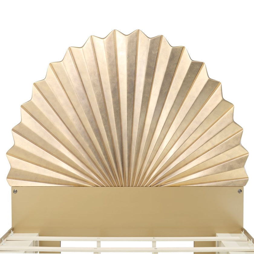 Michael Amini Fantosini King Fan Bed - Gold Leaf