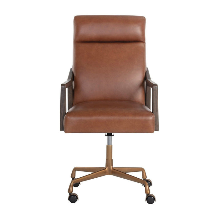 Sunpan Collin Office Chair - Brown - Shalimar Tobacco Leather