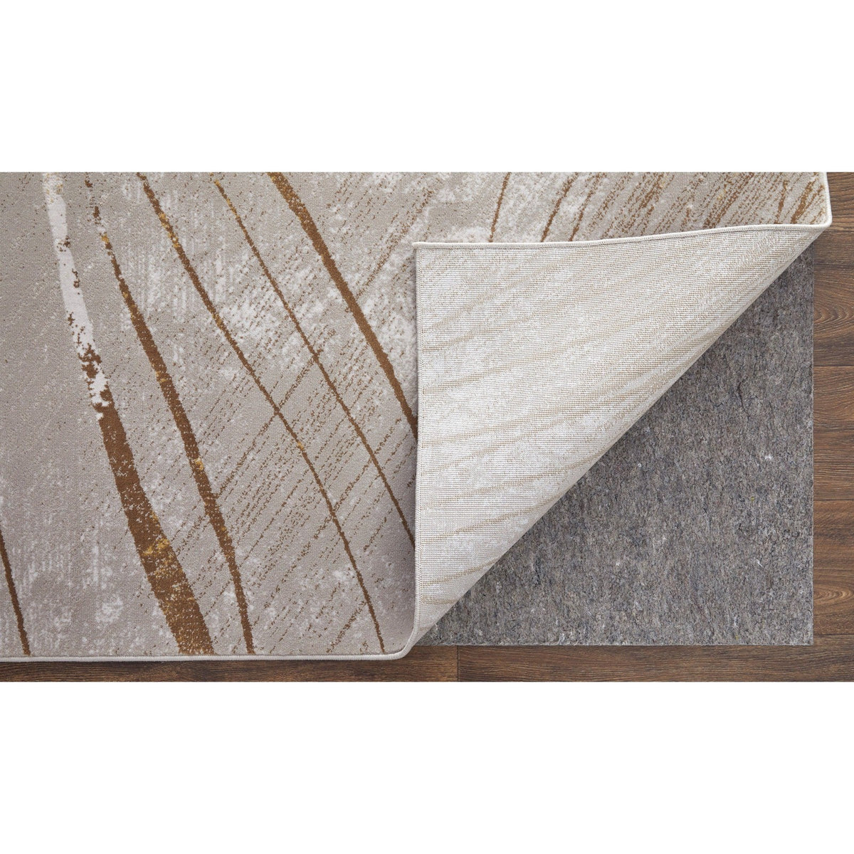 Feizy Waldor 39NBF Modern Abstract in Taupe/Brown/Silver