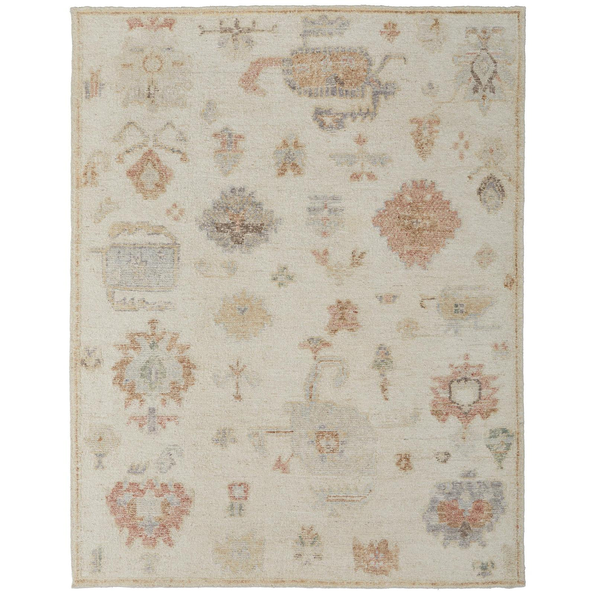 Feizy Grafton 69FLF Transitional Floral & Botanical Rug in Ivory/Orange/Gray