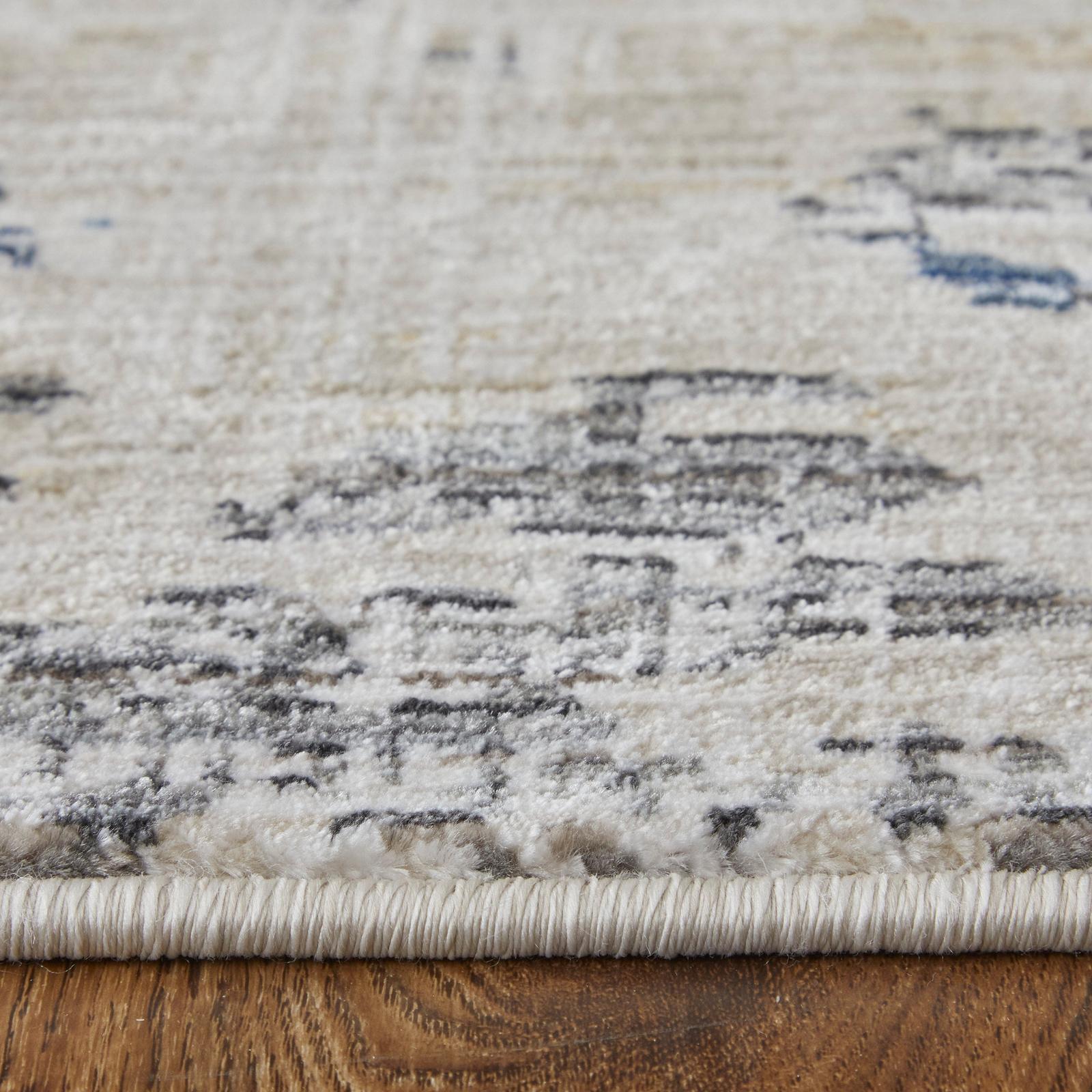 Feizy Sonora 39NUF Modern Abstract Rug in Ivory/Blue/Red