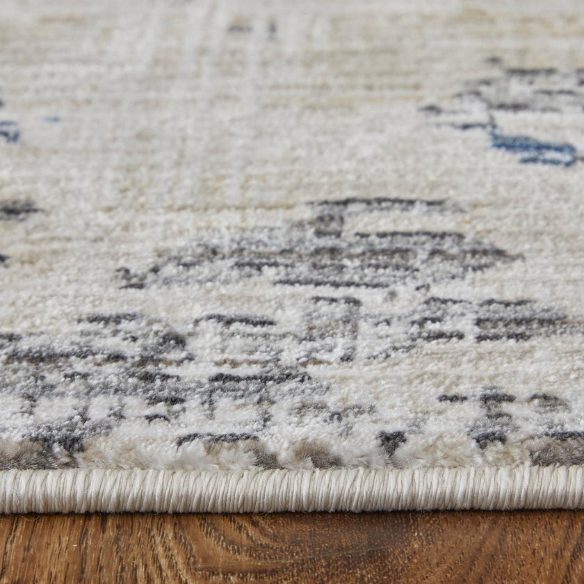 Feizy Sonora 39NUF Modern Abstract Rug in Ivory/Blue/Red