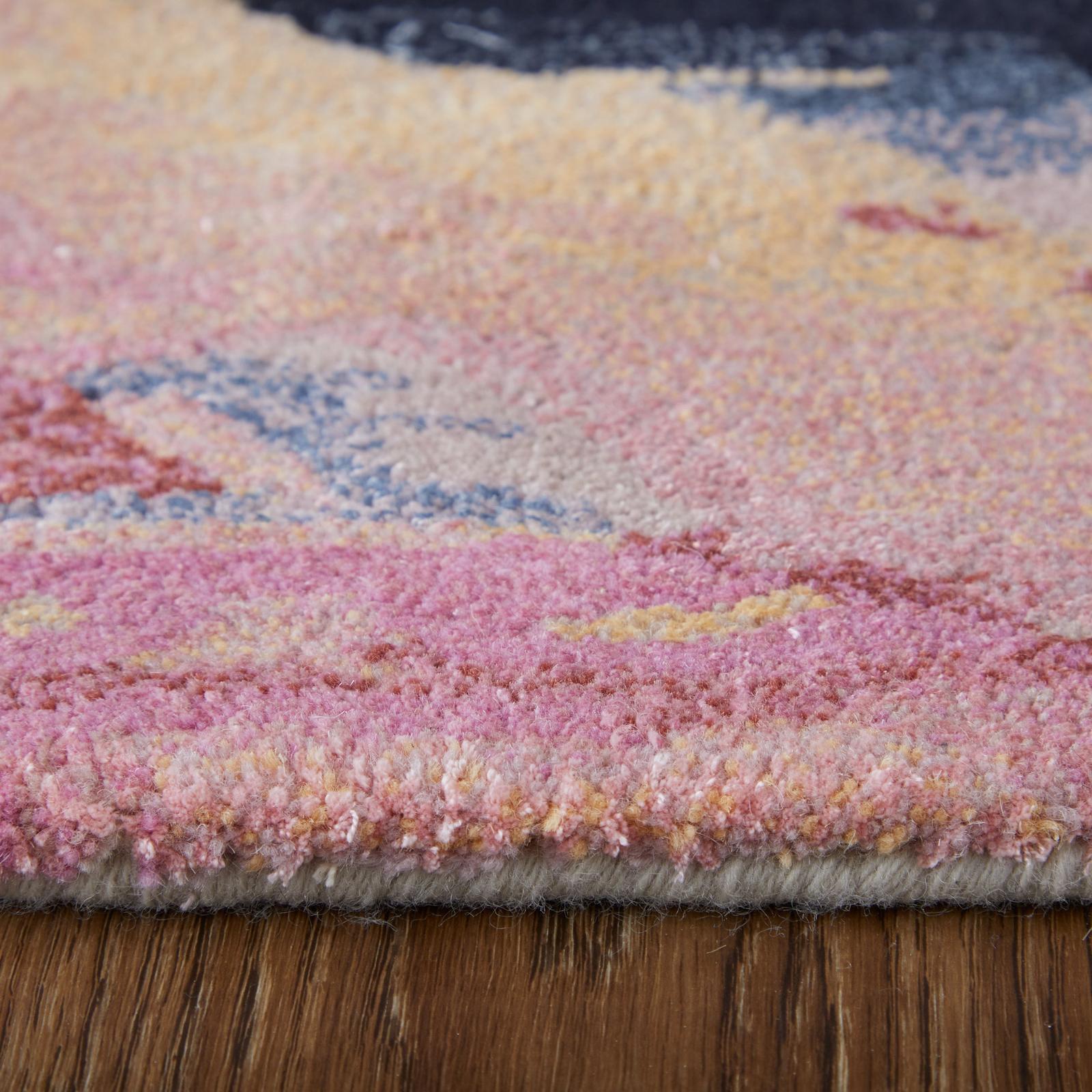 Feizy Kawai 8985F Modern Abstract Rug in Pink/Blue/Ivory