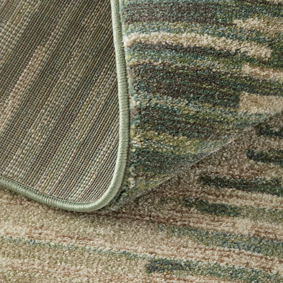 Feizy Eden 39QYF Modern Abstract Rug in Green/Ivory/Brown