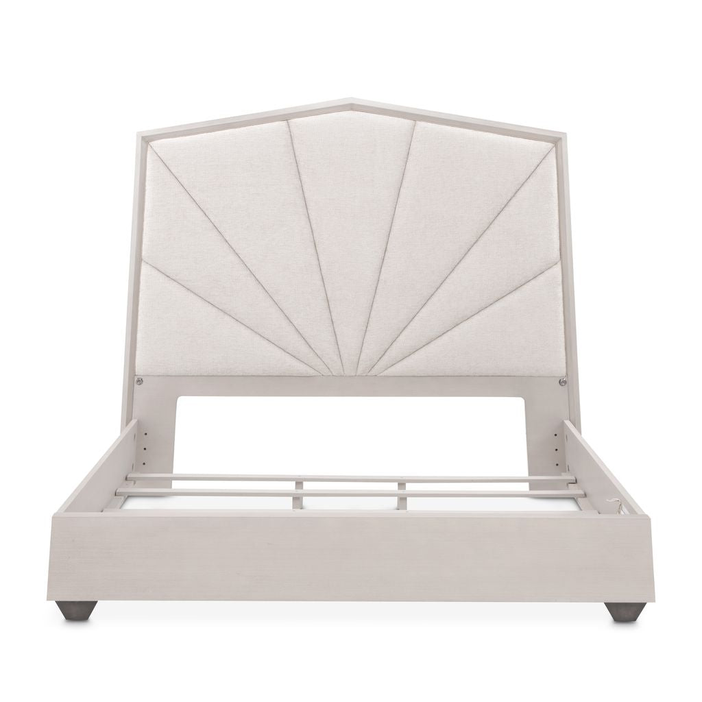 Michael Amini Fantosini King Tufted Panel Bed - Silver Mist