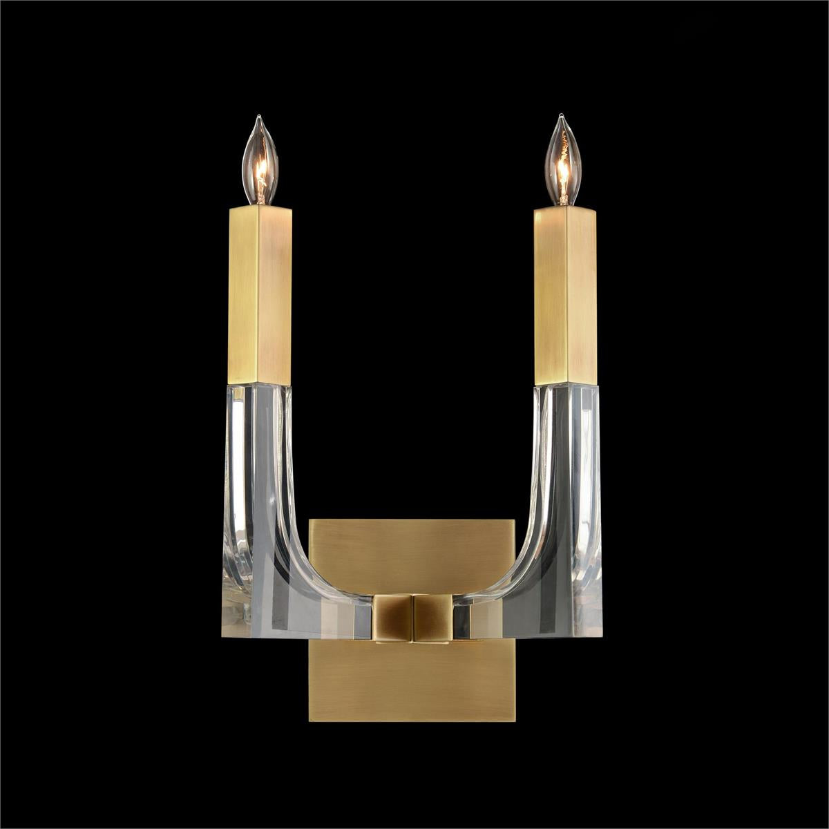 John Richard Acrylic and Brass Two-Light Wall Sconce