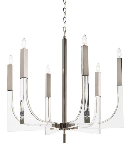 John Richard Acrylic And Nickel Six-Light Chandelier