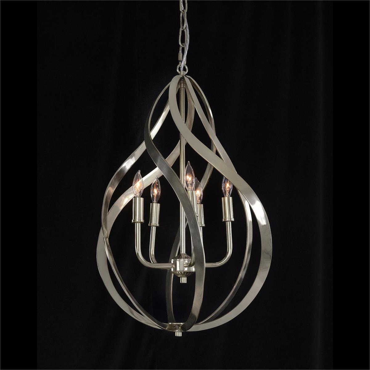 John Richard Ribbons of Nickel Swirls Five-Light Pendant